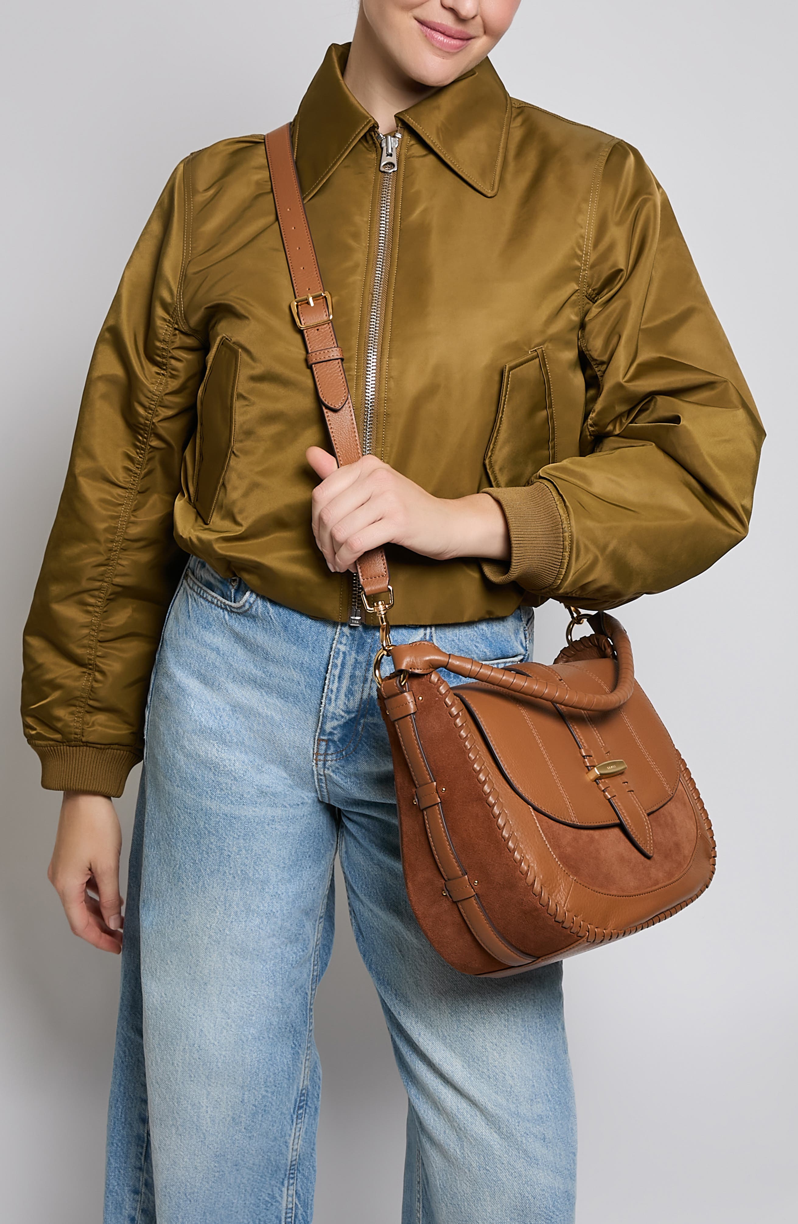 Willow Convertible Leather Shoulder Bag, Alternate, color, CHESTNUT