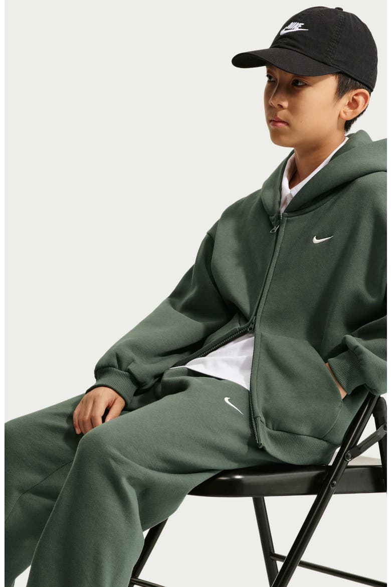 Kids' Solo Swoosh Fleece Cuffed Pants, Alternate, color, 303 CAMO GREEN/SAIL