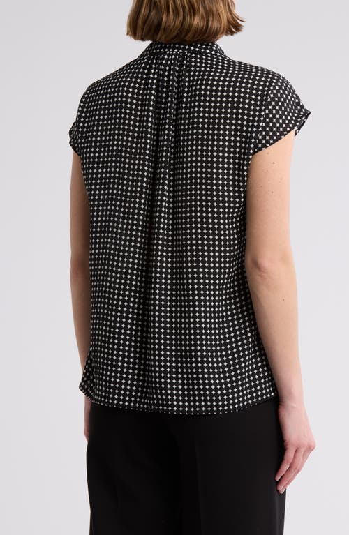 Max Studio Short Sleeve Popover Blouse In Black
