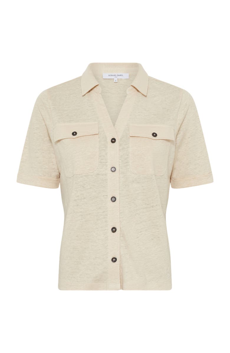GERARD DAREL Moana Open Collar Linen Shirt, Alternate, color, Natural
