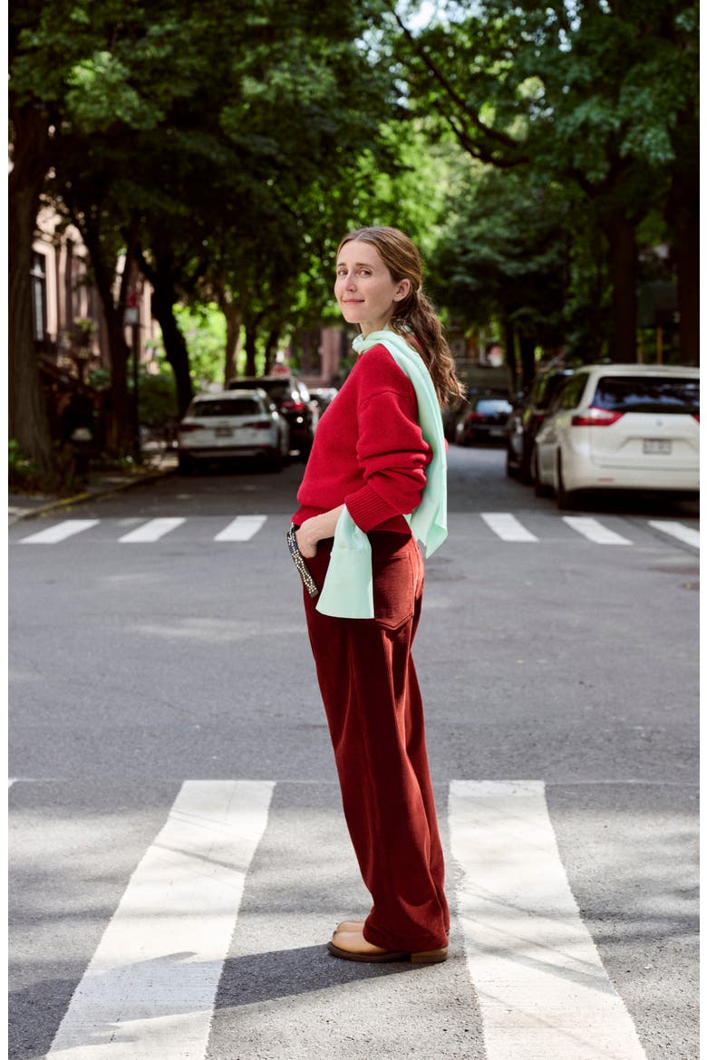 Bruun Baggy Corduroy Wide Leg Pants, Alternate, color, WINE