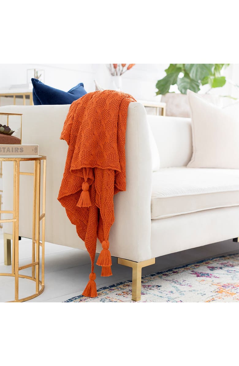 Surya India Textured Knit Throw, Alternate, color, 