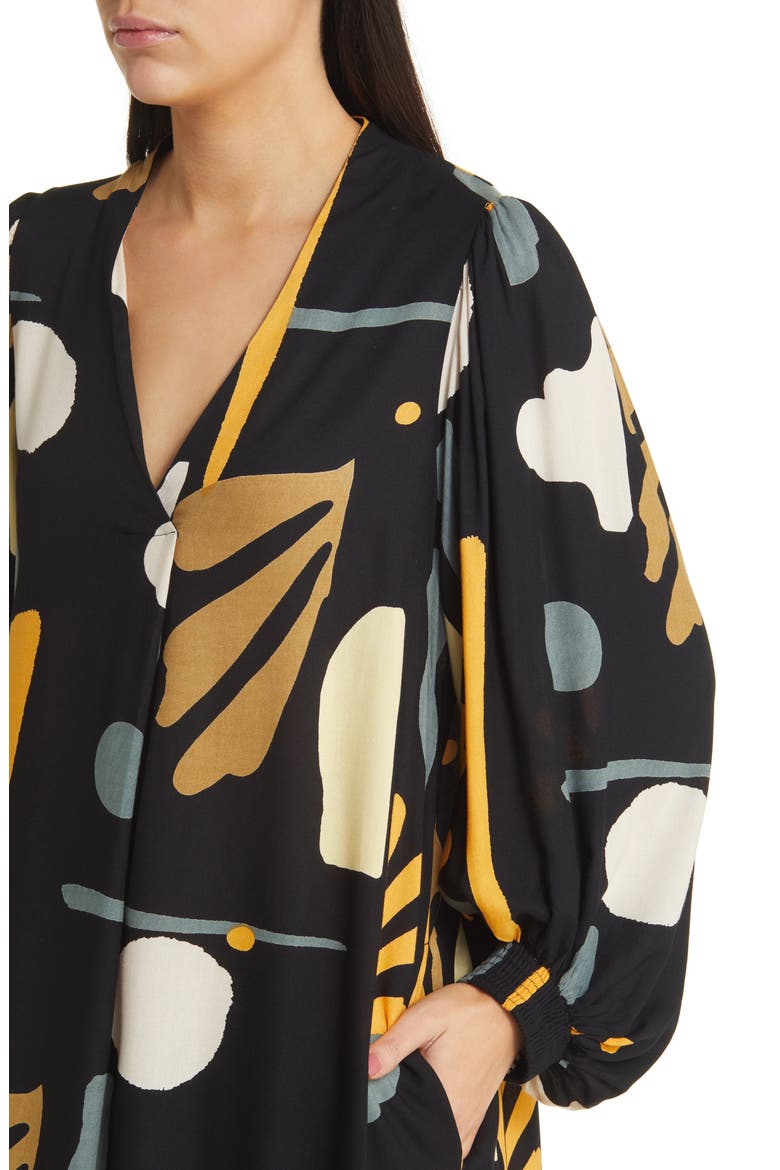 Nalo Abstract Print Long Sleeve Dress, Alternate, color, BUTTERSCOTCH