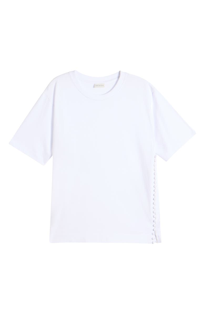 Dries Van Noten Heydu Side Button Cotton T-Shirt, Alternate, color, White