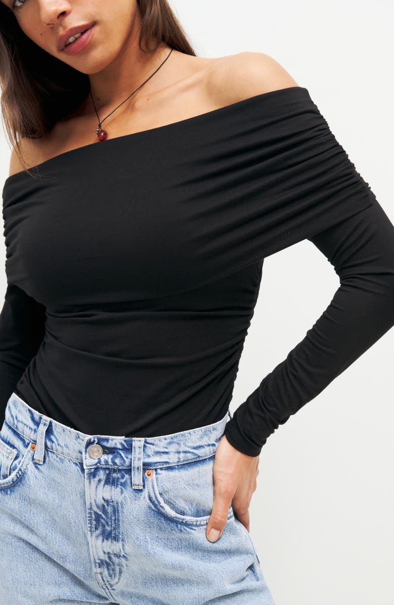 Reformation Florentina Draped Off the Shoulder Knit Top, Alternate, color, 