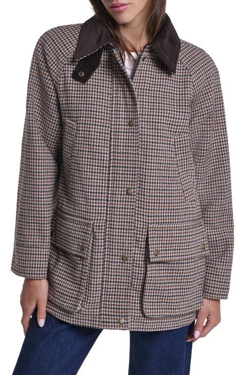 Plaid Wool Blend Barn Coat