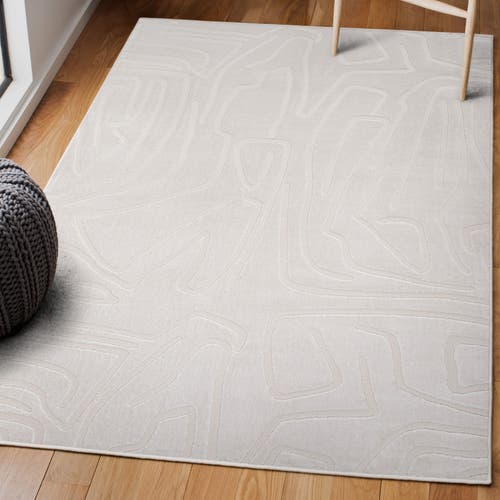 Jonathan Y Alcina Modern Scandinavian Graphic Lines High-low Area Rug In White/cream