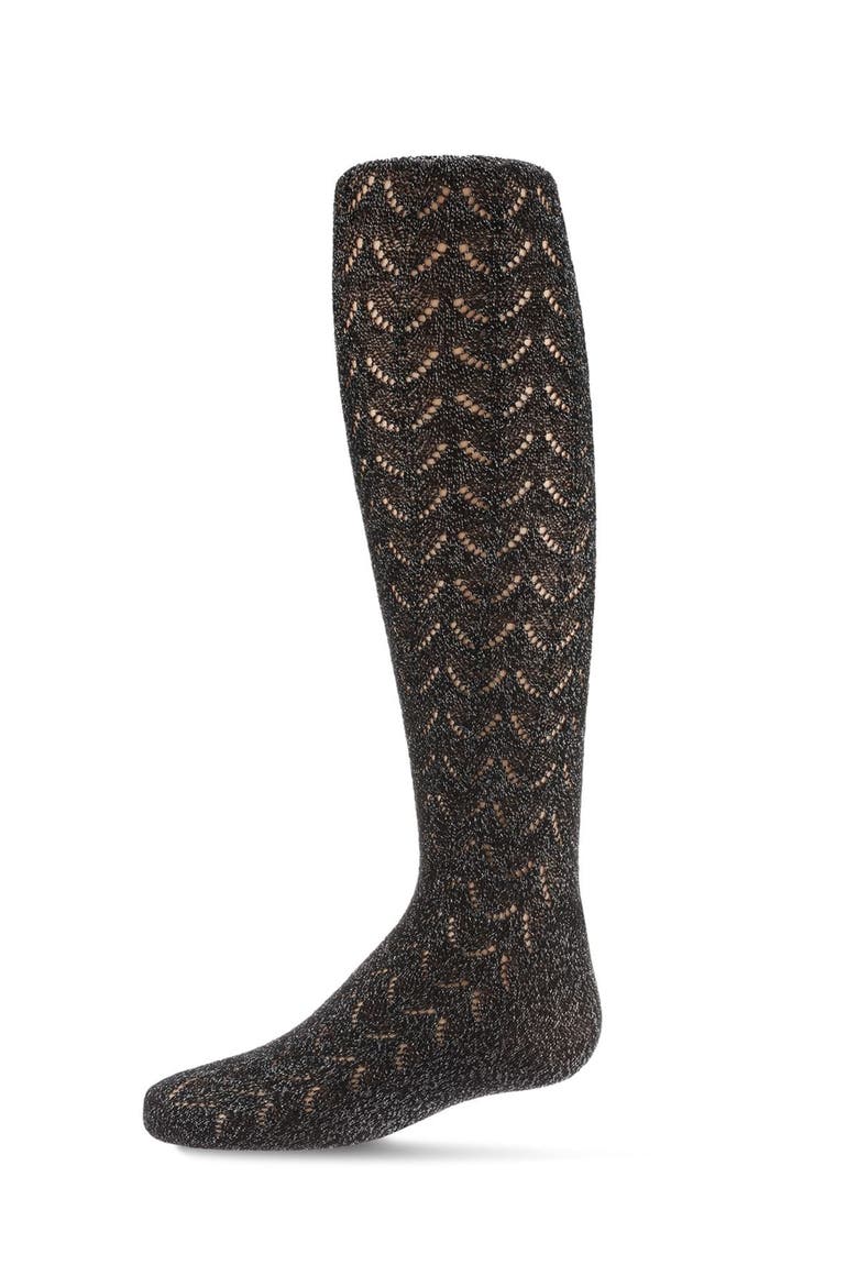 Shimmery Pointelle Textured Lurex Fashion Tights, Main, color, Black