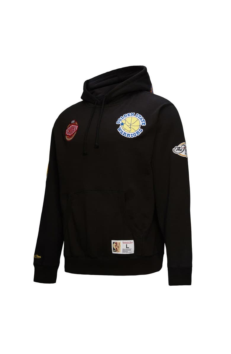 Mitchell & Ness Men's Mitchell & Ness Black Golden State Warriors Hardwood Classics Blackout Collection Pullover Hoodie, Alternate, color,