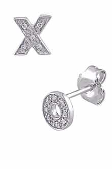 DELMAR Sterling Silver "X" & "O" Diamond Mismatched Stud Earrings - 0.05 ctw