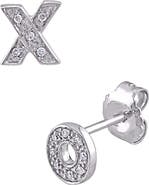 DELMAR Sterling Silver "X" & "O" Diamond Mismatched Stud Earrings - 0.05 ctw