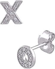 DELMAR Sterling Silver "X" & "O" Diamond Mismatched Stud Earrings - 0.05 ctw