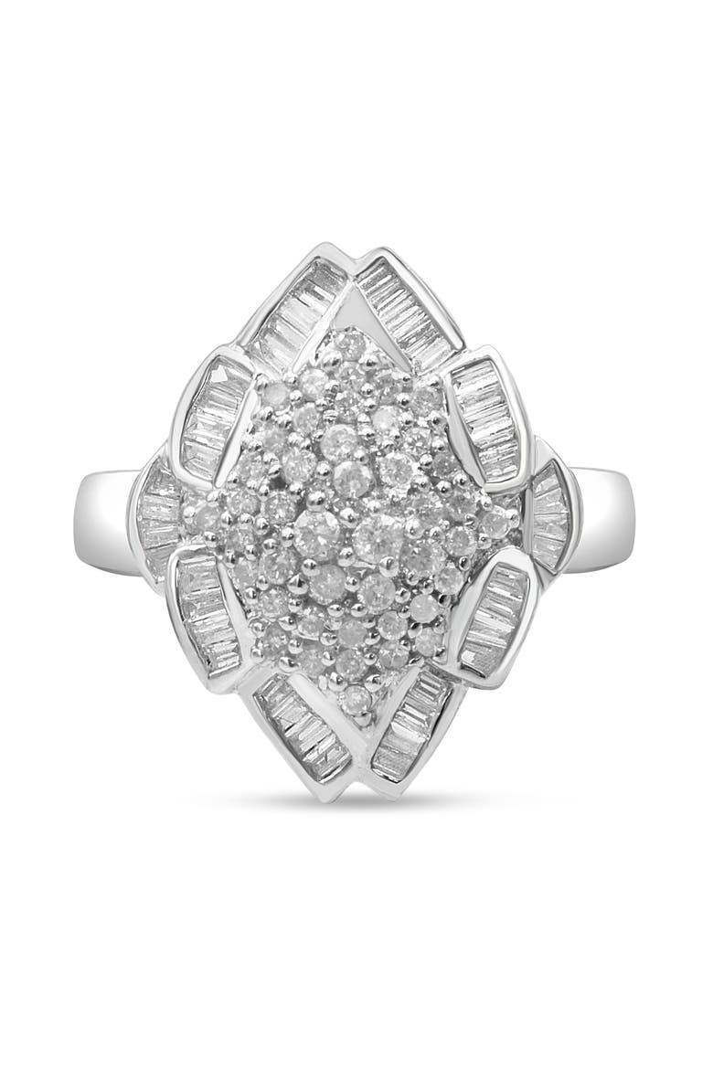 14K White Gold 7/8 Cttw Diamond Cluster Ring, Main, color, White