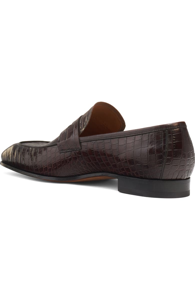 TOM FORD Bailey Croc Embossed Penny Loafer, Alternate, color, 1B092 Dark Mahogany