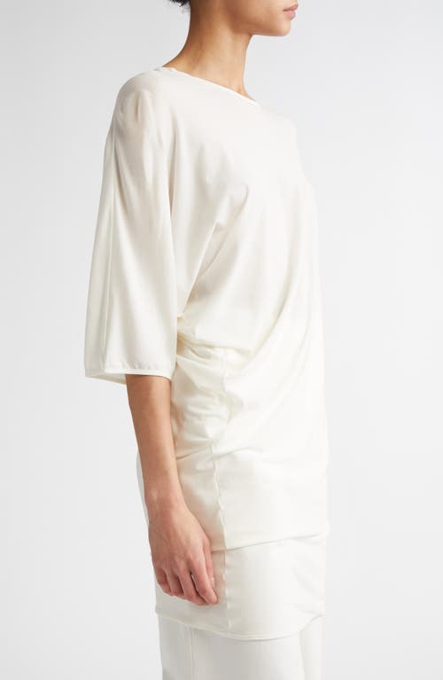 Shop Fforme Margia Fitted Draped Stretch Silk T-shirt In Off White