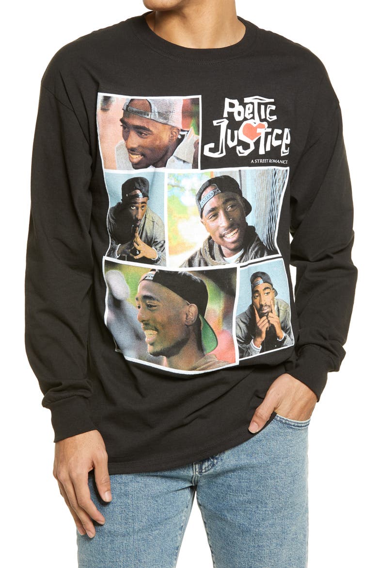 'Poetic Justice' Lucky Collage Men's Graphic Tee, Main, color, BLACK