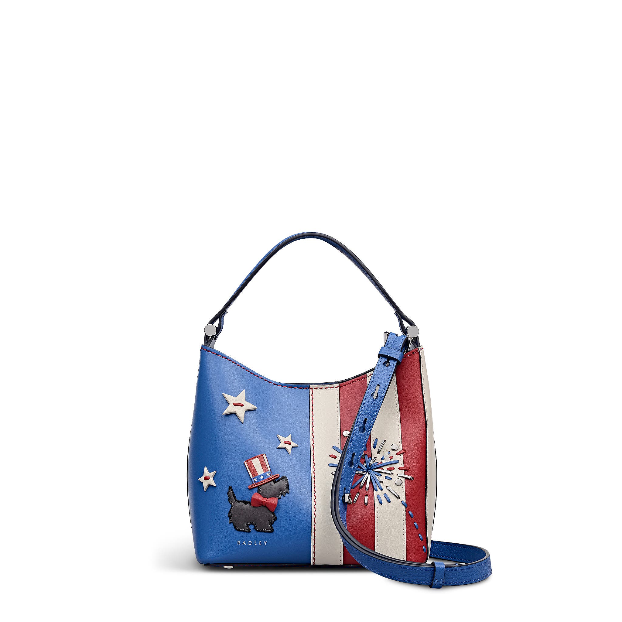 Radley Fireworks And Stripes Small Open Top Crossbody Bag, Main, color, Cobalt