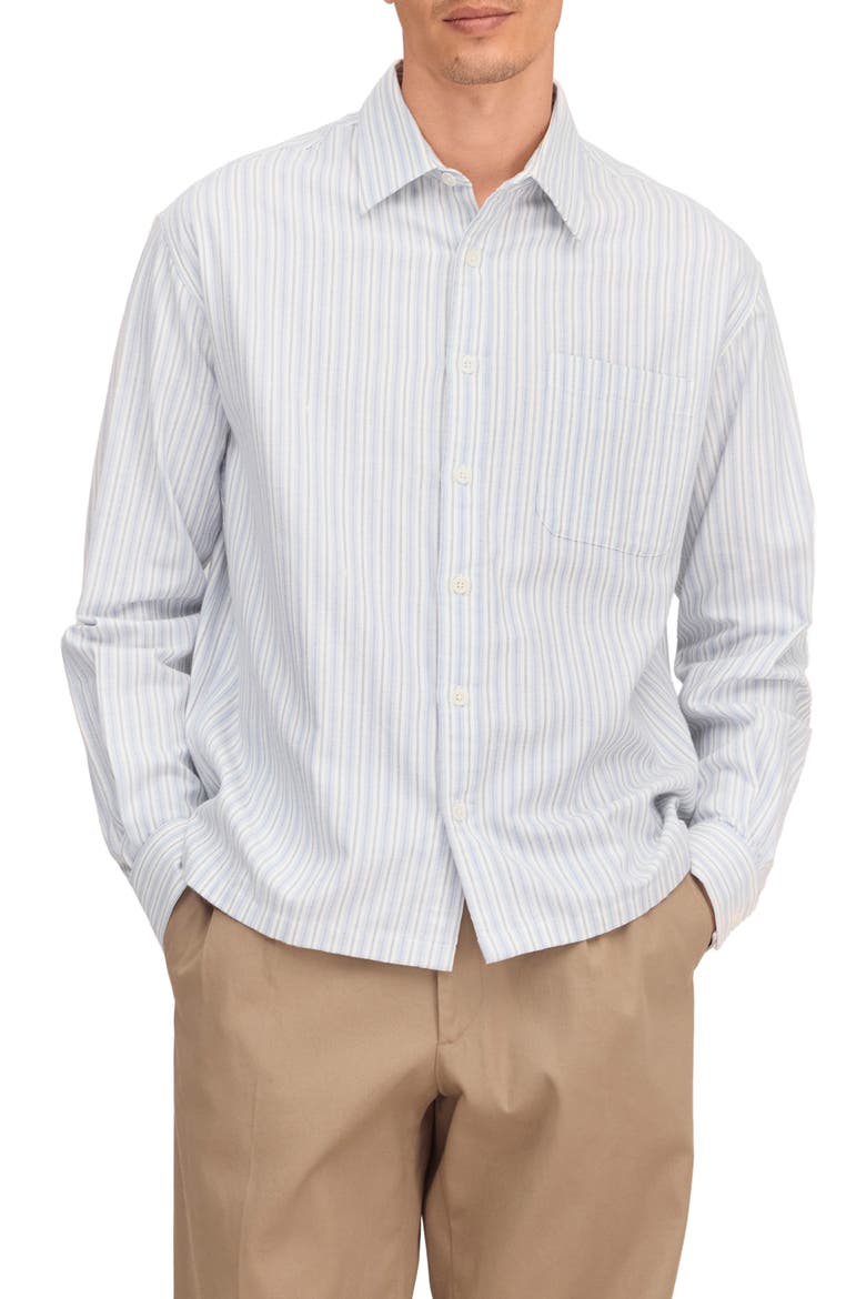 Deon Striped Organic Cotton Shirt, Main, color, BLUE STRIPE