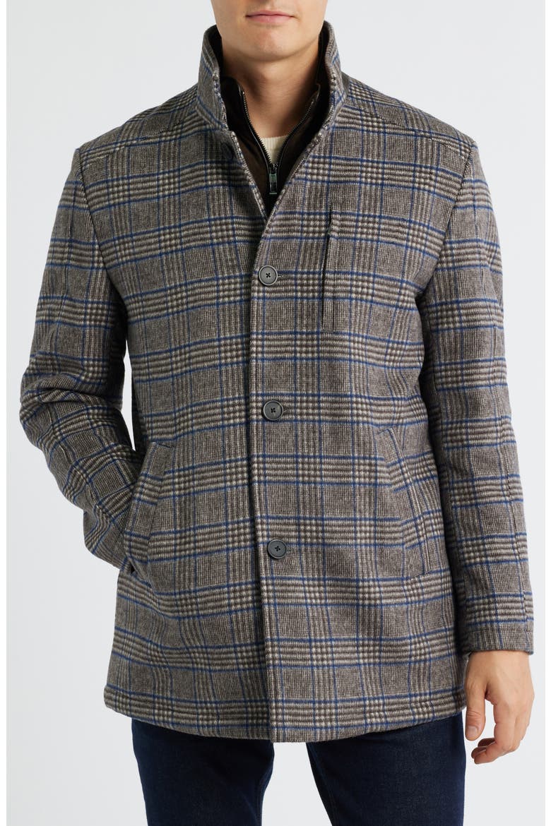 Upton Bib Insert Wool Blend Car Coat, Alternate, color, BROWN PLAID