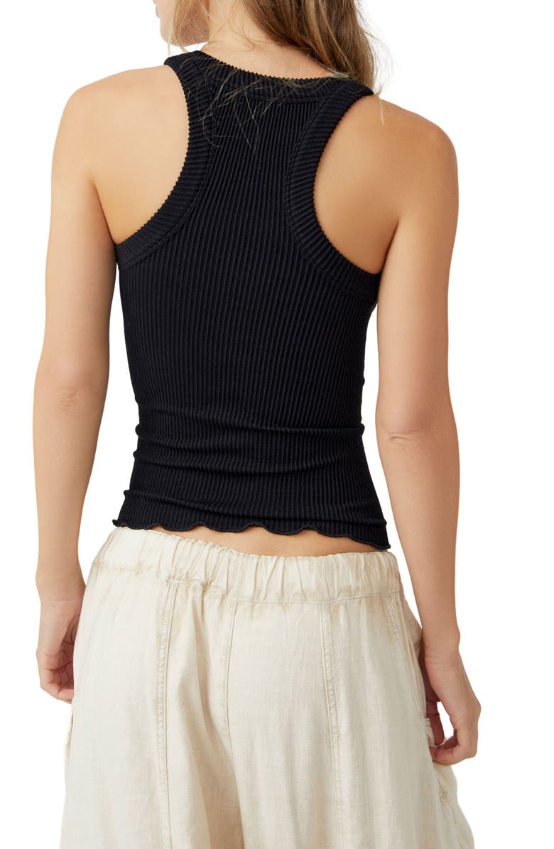 Free People Rib Racerback Tank Top, Alternate, color, Black