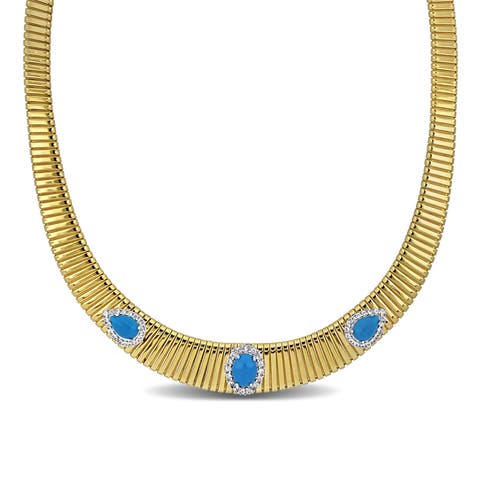 Stone & Cubic Zirconia Omega Necklace