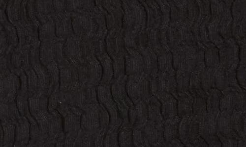 Muse Short Sleeve Textured Button-up Crop Top In Black