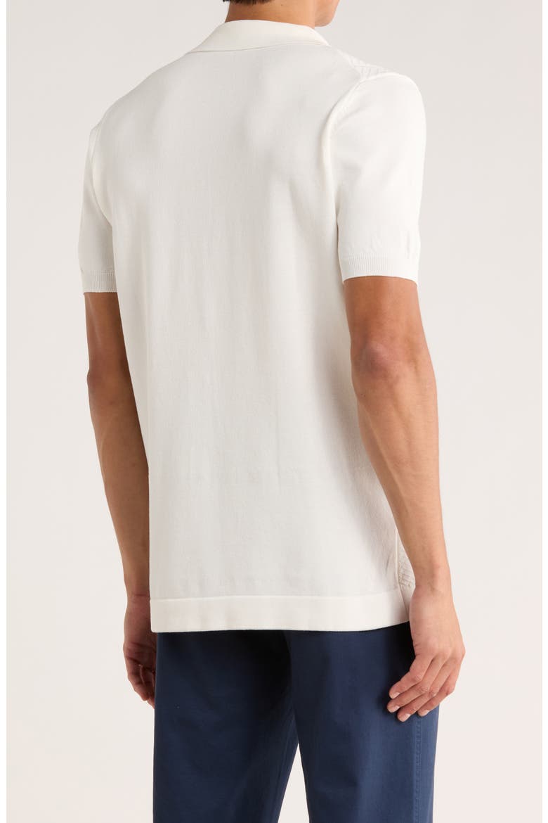 Cable Knit Short Sleeve Half Zip Sweater, Alternate, color, WHITE