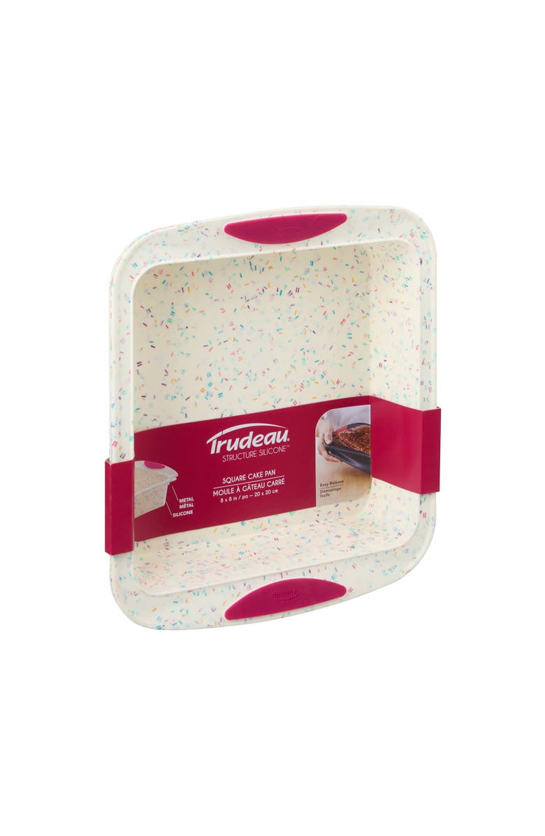 Trudeau Structure Silicone 8" x 8" Square Cake Pan, Confetti/Fuchsia, Alternate, color,