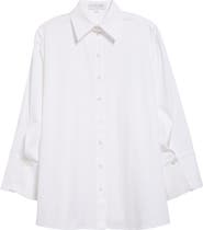 Michael Kors Collection Spiral Sleeve Cotton Stretch Poplin Button-Up Shirt