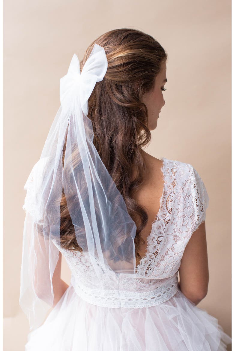 Solene Embellished Tulle Bow, Alternate, color, IVORY