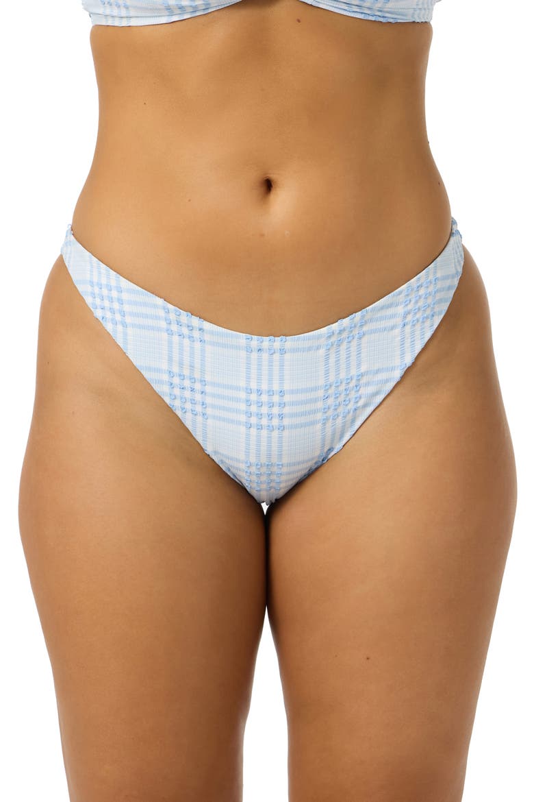 Catamaran Plaid Flamenco Bikini Bottoms, Main, color, AZURINE