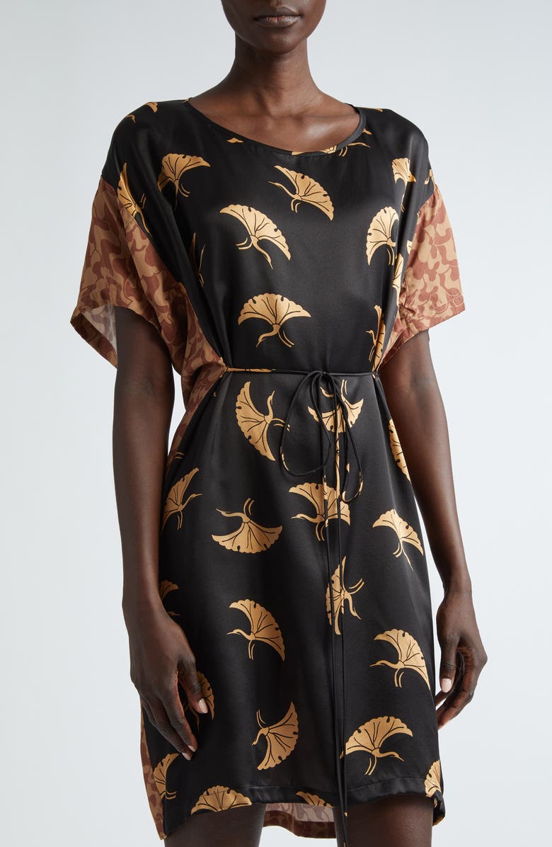 Dries Van Noten Mixed Print High-Low Silk Dress, Alternate, color,