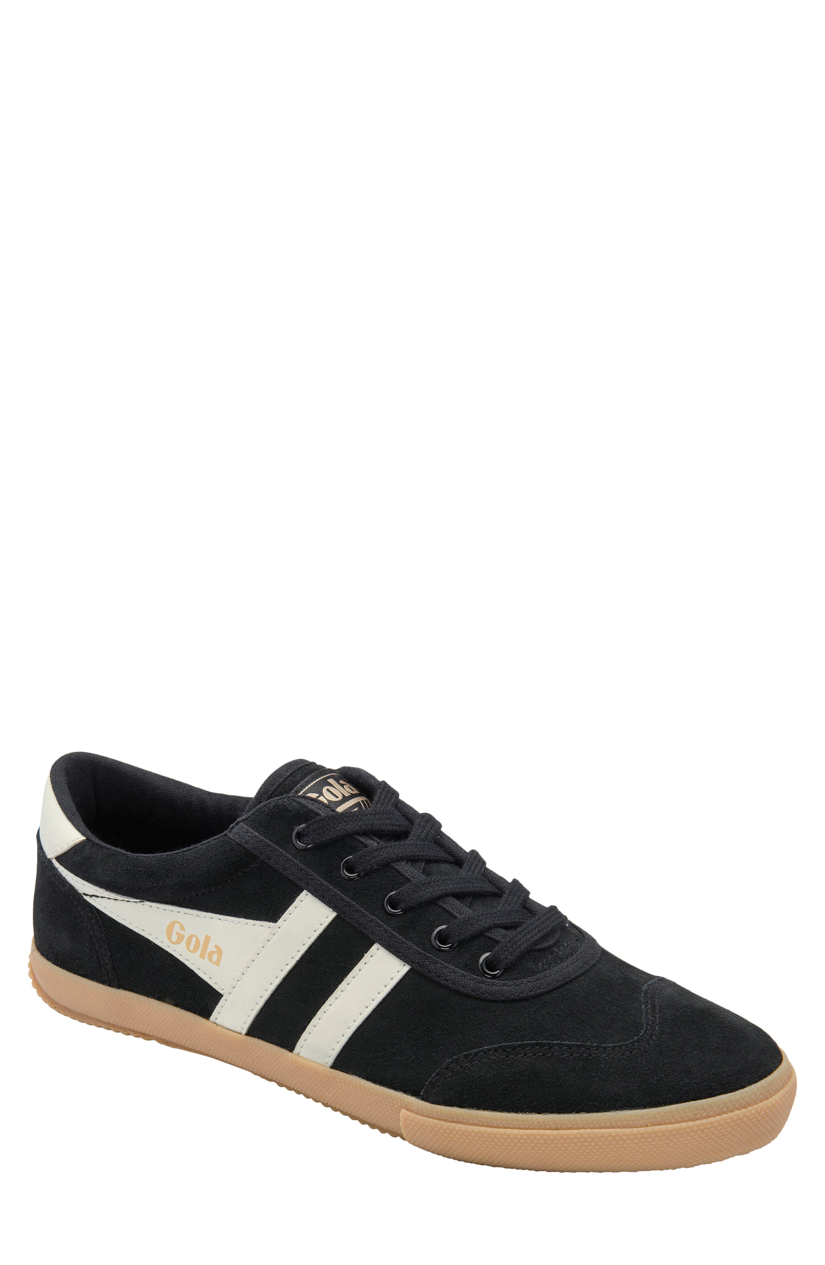 Gola Badminton Suede Plimsoll Sneaker, Main, color, Black/ Off White/ Gum