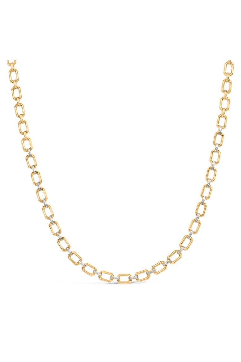 Gold Vermeil .925 Sterling Silver 1/4 Cttw Diamond Bold Octagonal Link Necklace, Main, color, Silver