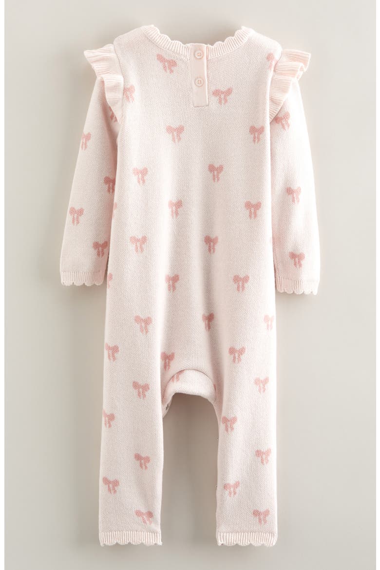Heart Print Cotton Romper, Alternate, color, PINK PRETTY BOW RIBBON