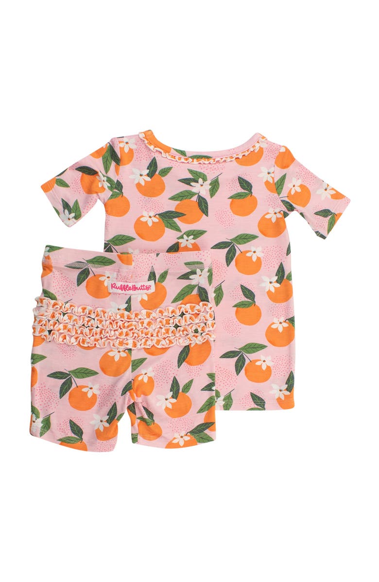 RuffleButts SoftSnooze Ruffle Short Sleeve Pajama Set, Main, color, Orange You The Sweetest