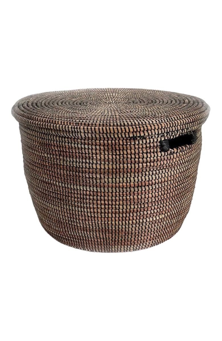 Mbare Flat Lid Storage Basket Monochrome Low Storage, Main, color, Black