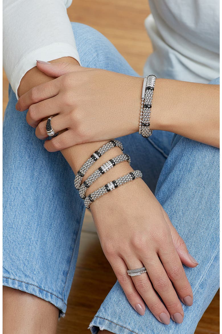 Black Caviar Diamond One-Link Bracelet, Alternate, color, BLACK