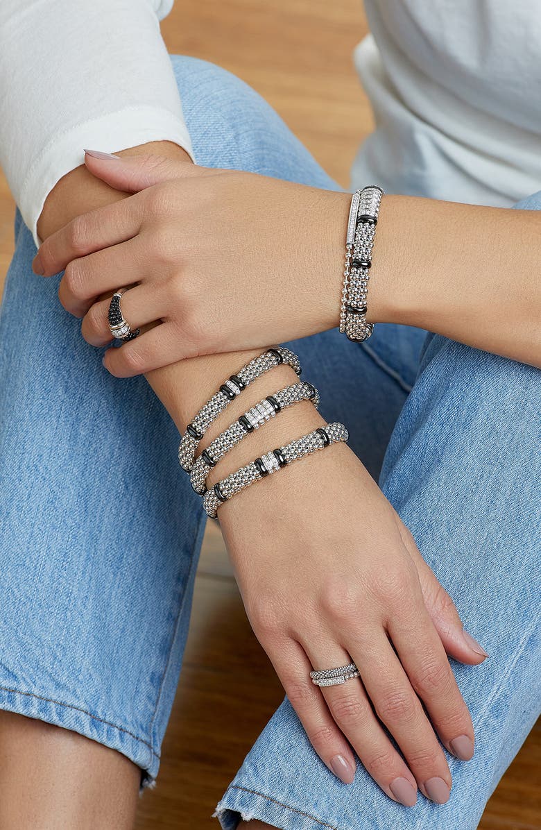 LAGOS Black Caviar Diamond One-Link Bracelet, Alternate, color, Black