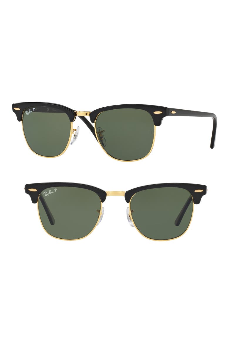 Classic Clubmaster 51mm Polarized Sunglasses, Main, color, POLAR BLACK