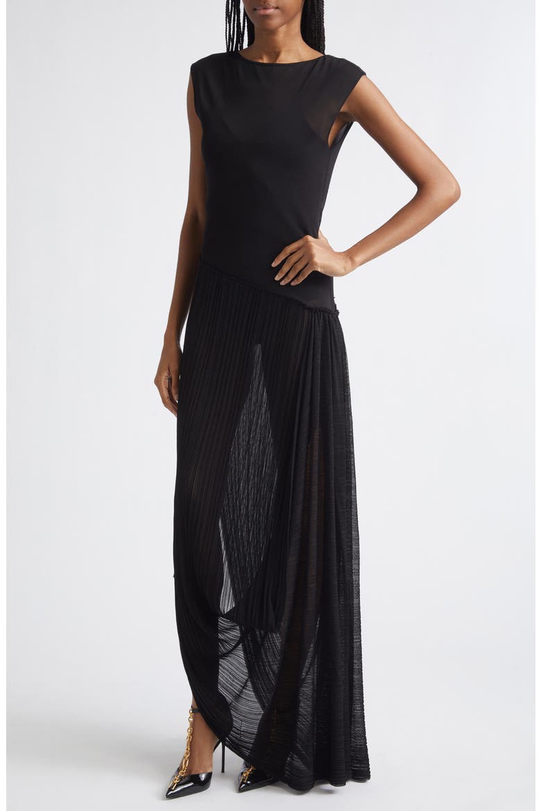 Fléchage Draped Sheer Dress, Alternate, color, 0PA BLACK