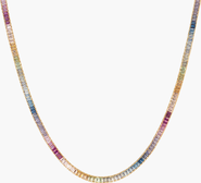 Aurate New York Rainbow Baguette Tennis Necklace