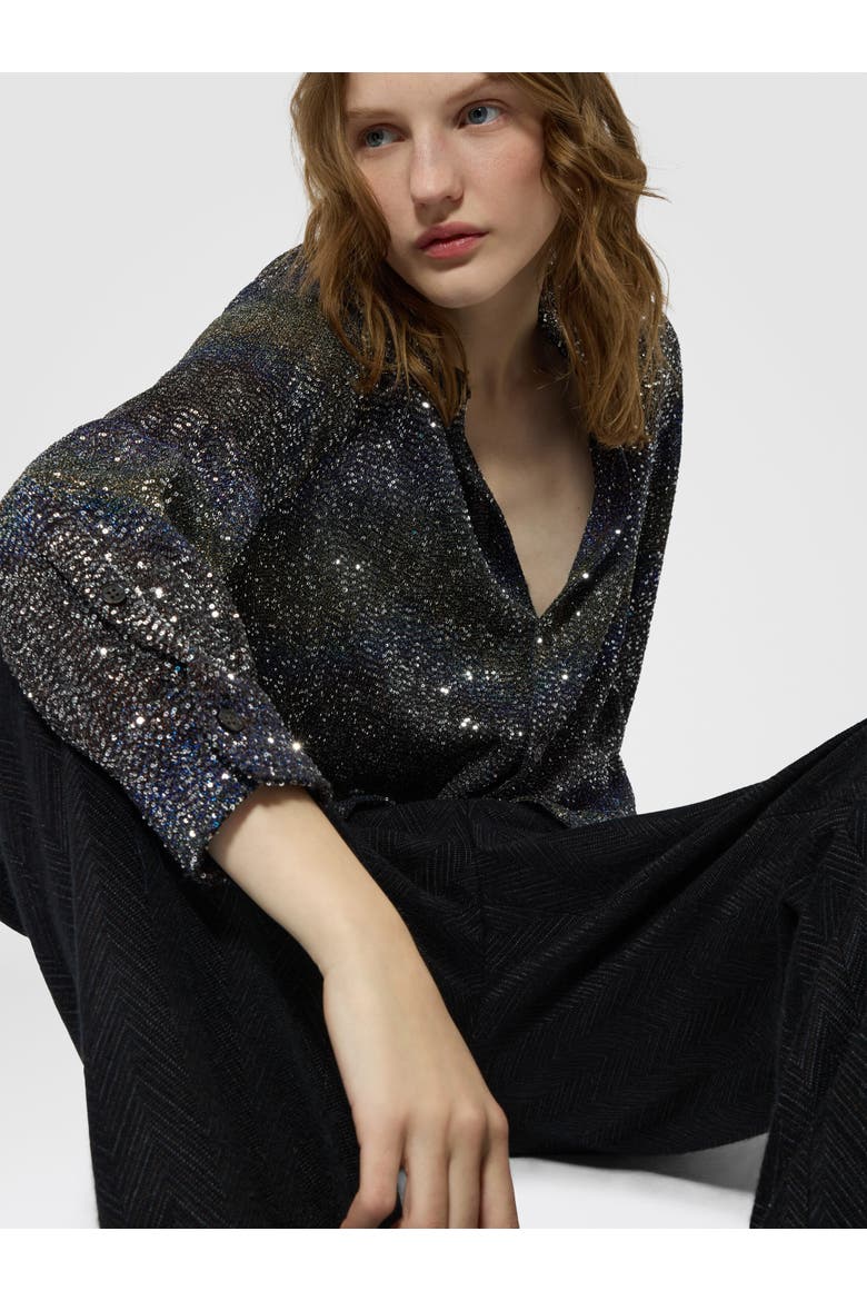 Oversized Shirt With Sequin Applications, Alternate, color, Multicoloured