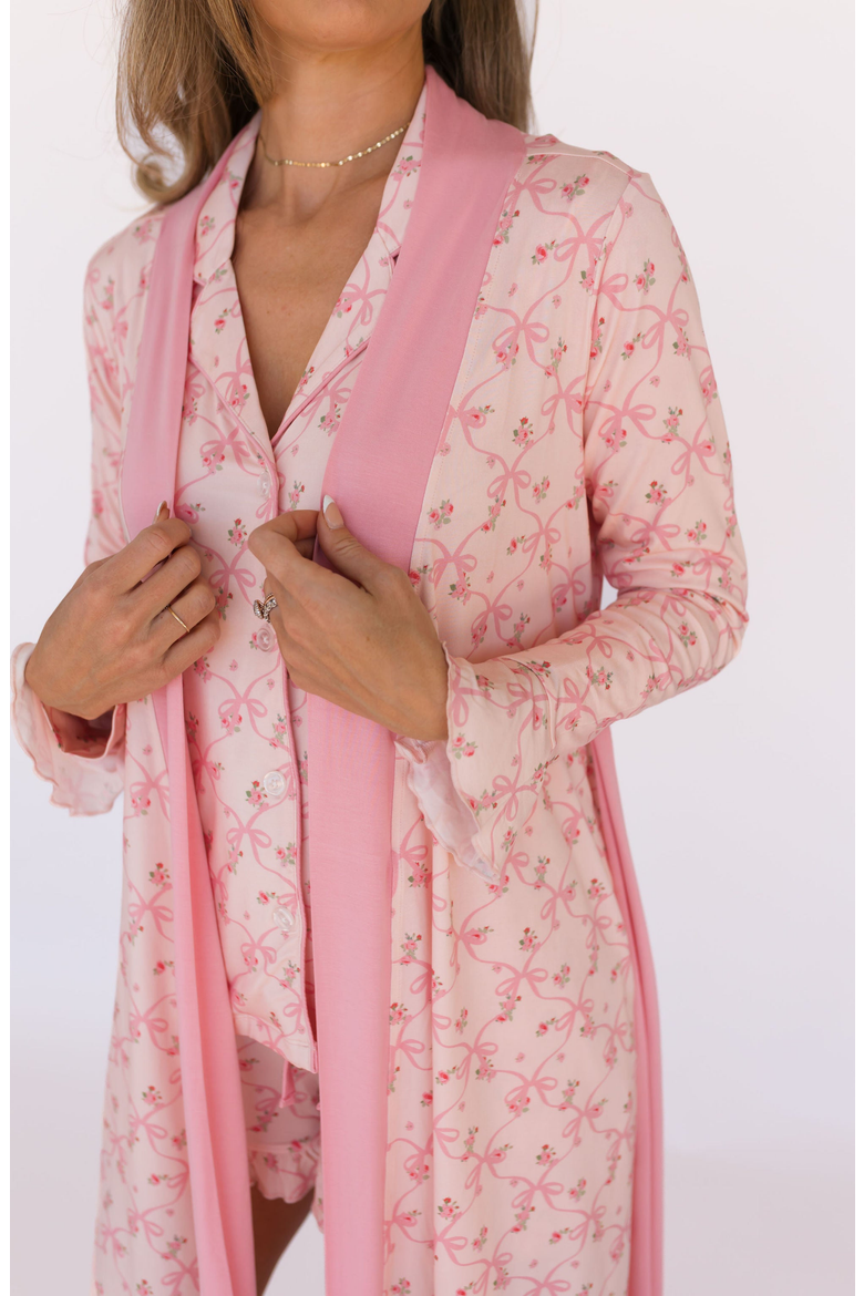 Rosie Bow Robe, Main, color, Blush Pink / Pink Bow