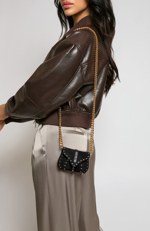 Aimee Micro Armour Suede Crossbody Bag In Black