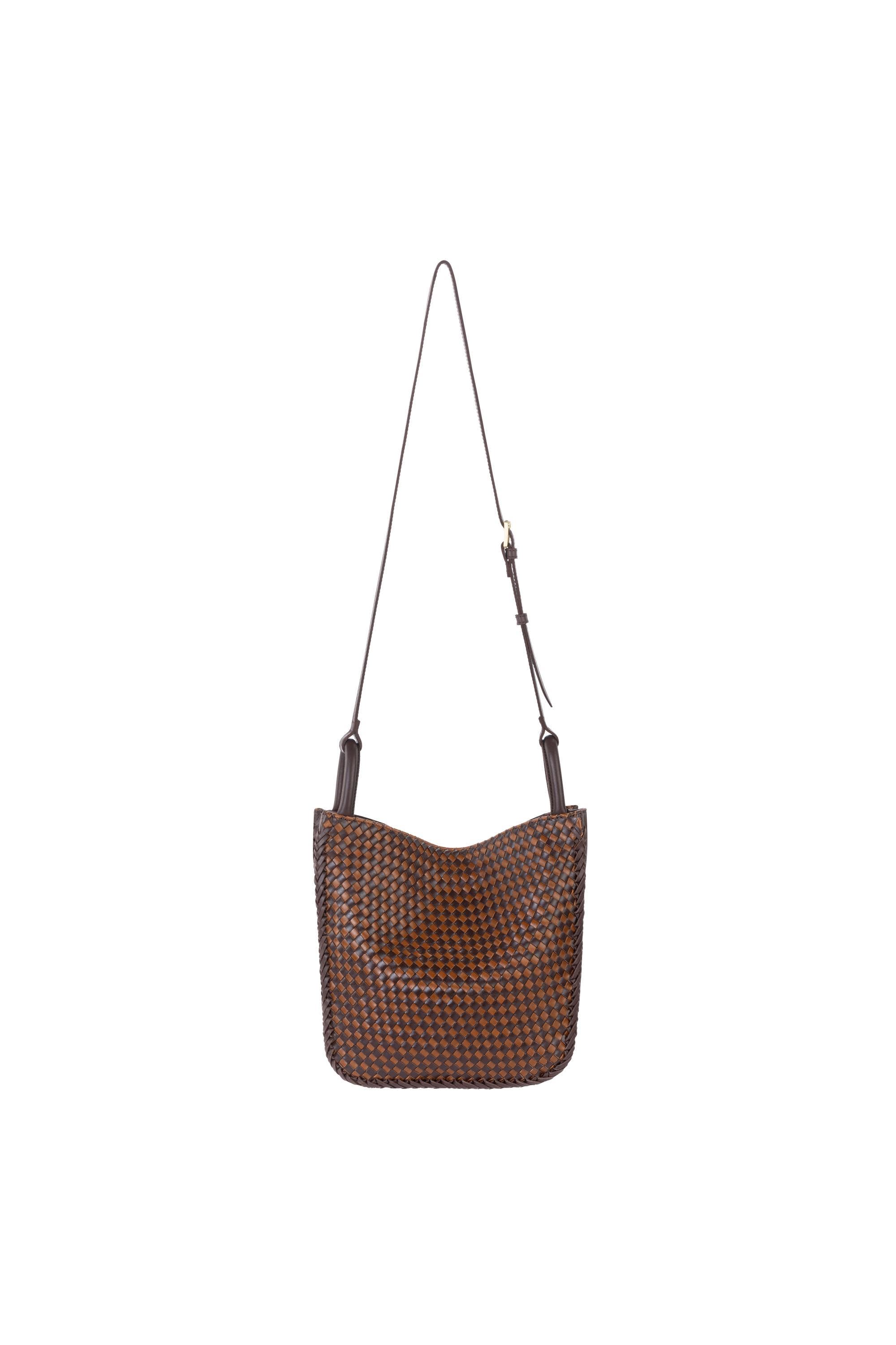 Loz Feliz Crossbody Woven Leather Bag, Alternate, color, Mahogany Cognac Woven