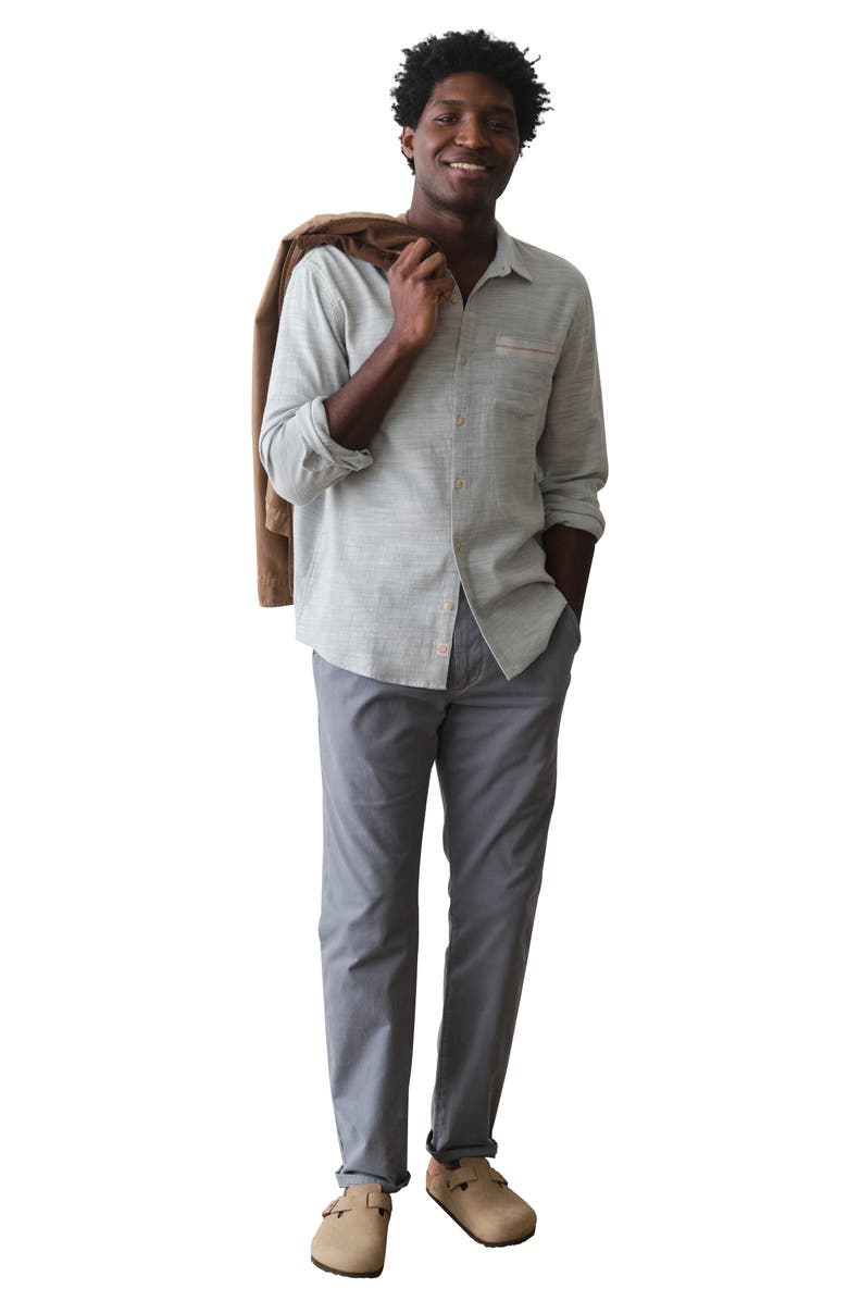 Marine Layer Classic Selvage Stretch Cotton Button-Up Shirt, Alternate, color, Aqua