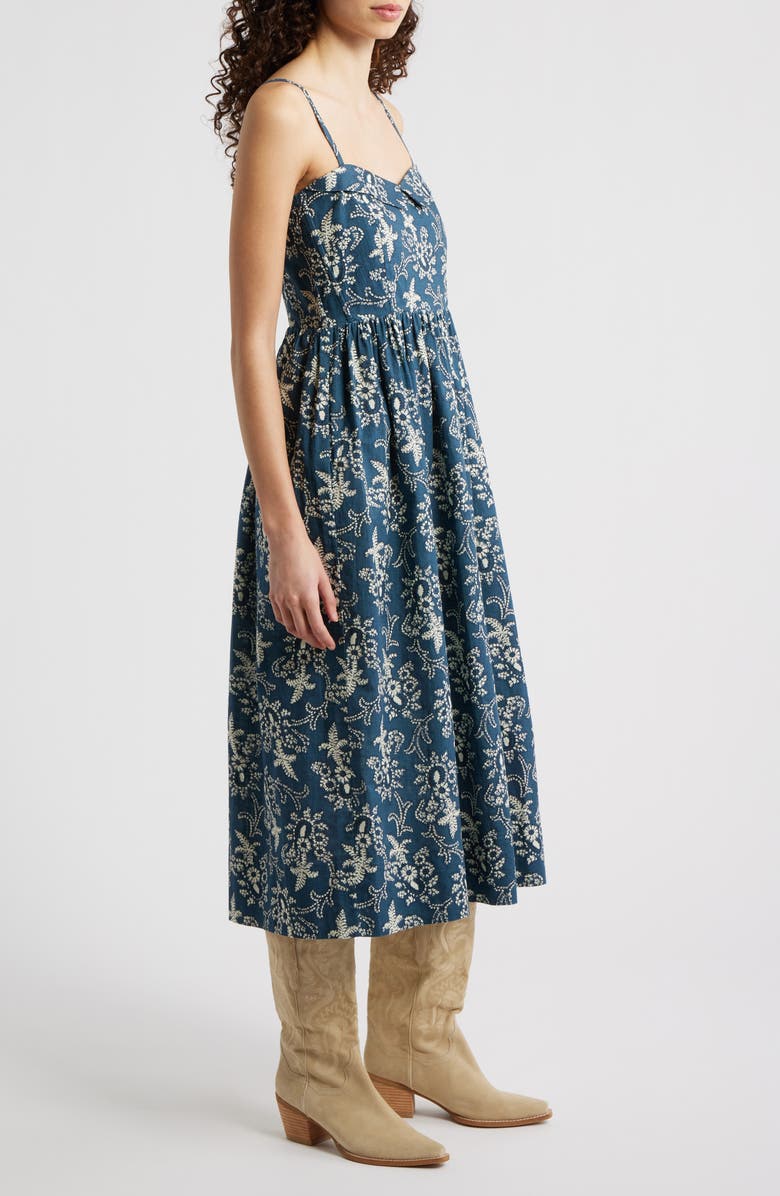 THE GREAT. The Verse Cotton Midi Dress, Alternate, color, Indigo Bandana