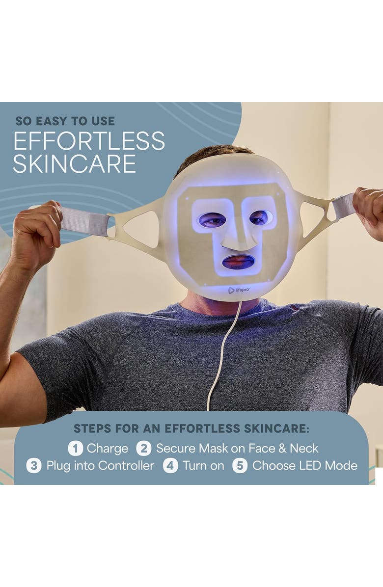 Lifepro Silicone LED Face Mask Redlight therapy with RBG light Portable LED mask, Alternate, color, White