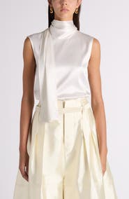 Bottega Veneta Scarf Detail Stretch Silk Satin Top